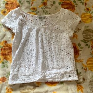 American eagle eyelet lace crop top white small